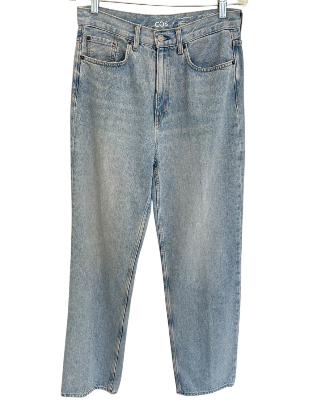 COS Women's Relaxed Straight High Rise Full Length Jeans Light Wash Size 29